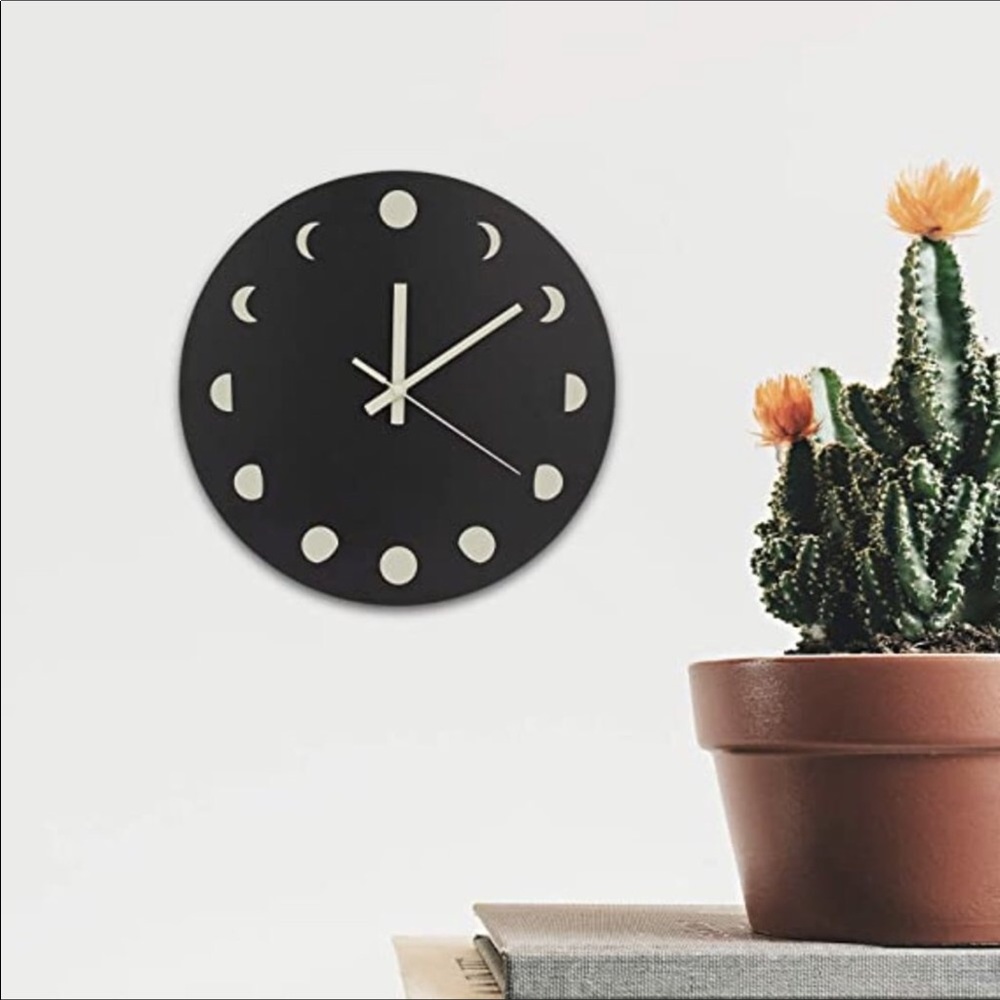 Boho 12 Inch Moon Phase Wall Clock Luminous NWT!